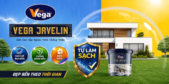 VEGA JAVELIN | Sơn Ngoại Thất Tự Làm Sạch – Chống Rong Rêu, Hạn Chế Bụi Bẩn | Đẹp Bền Theo Thời Gian